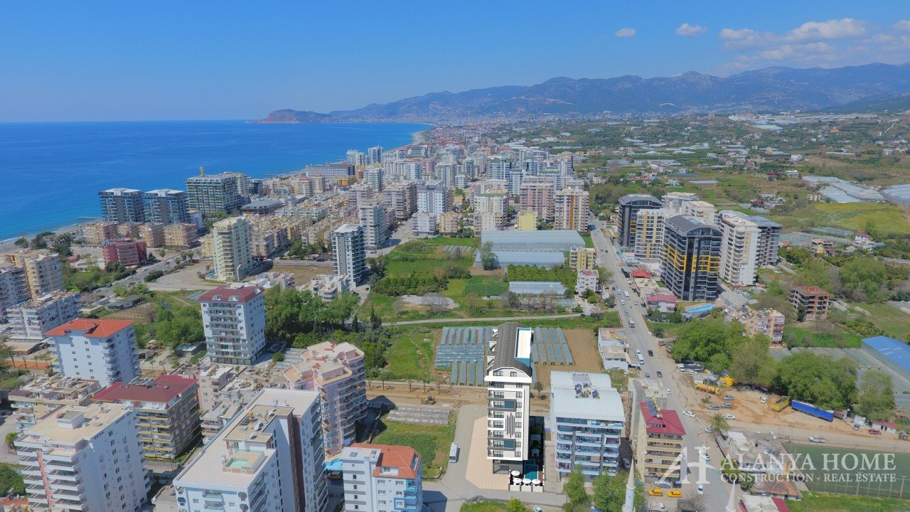 محمودلار ألانيا تركيا مفروشة ، شقة بغرفتي نوم ، شركة بناء ، مطلة على البحر ، شراء عقارات بيع